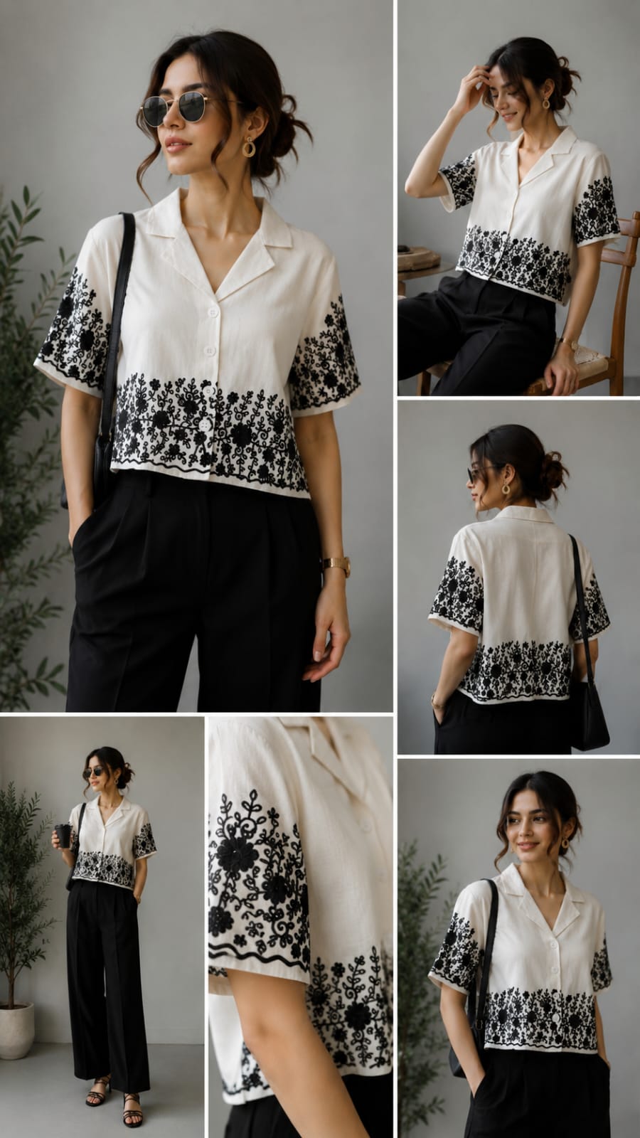 Chic Embroidered crop blazer