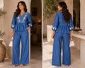 Indigo Bloom Embroidered Co-ord Set