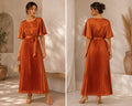 Autumn Flame Pleated Gown