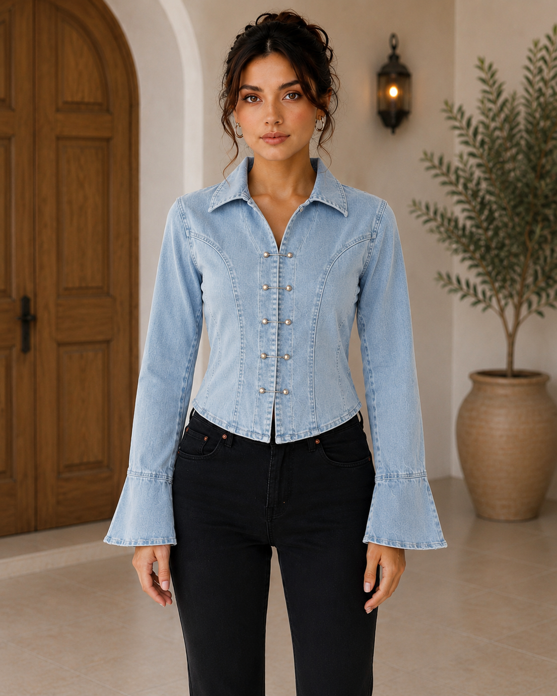 Denim Pin Top