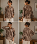 Mocha leaf embroidered shirt