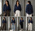Elegant Blue Wrap Top