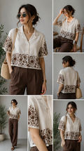 Chic Embroidered crop blazer