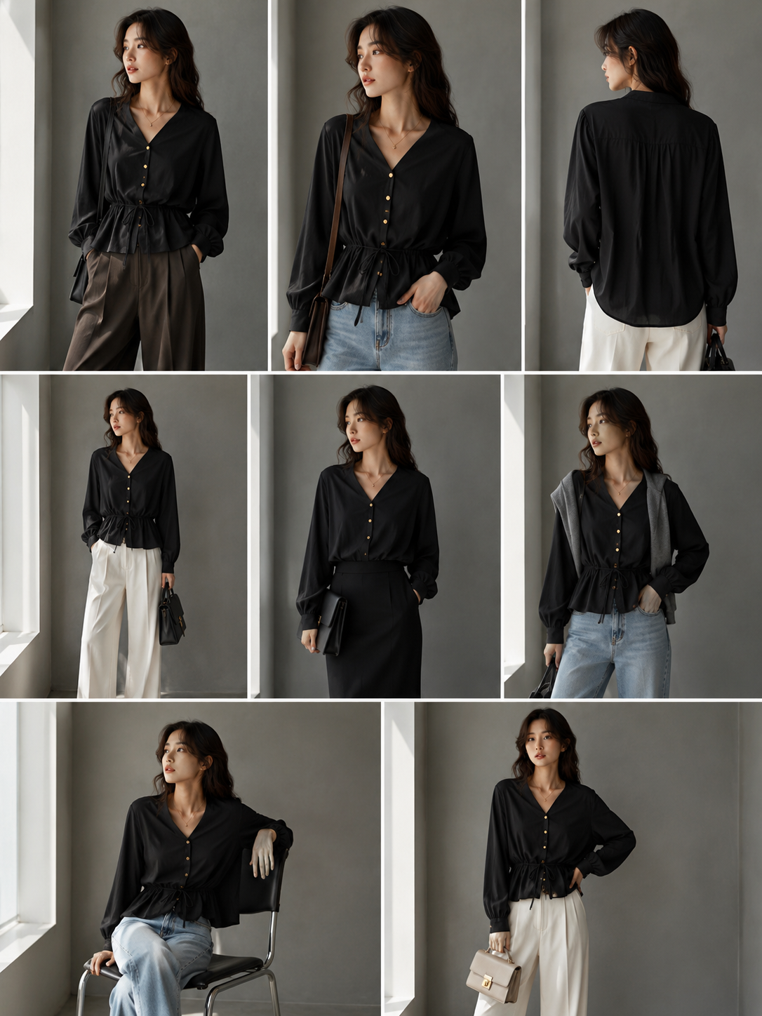 Black luxe Buttoned Blazer