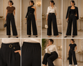 Mocha Luxe Ring Detail Wide-Leg Trousers