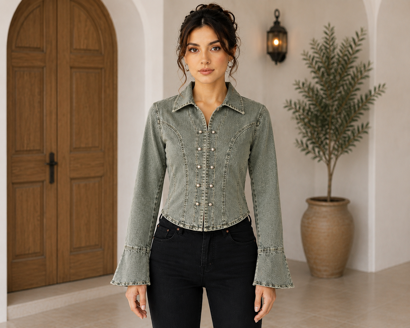 Denim Pin Top