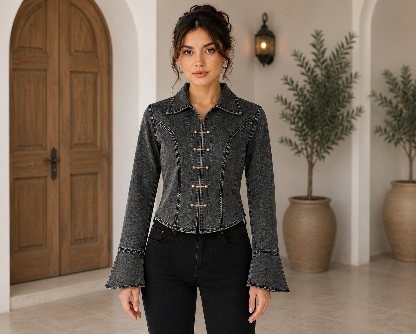 Denim Pin Top