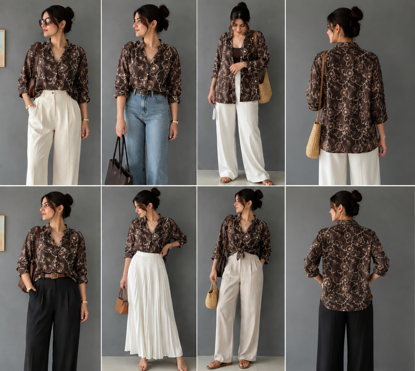 Mocha Bloom Embroidered Shirt