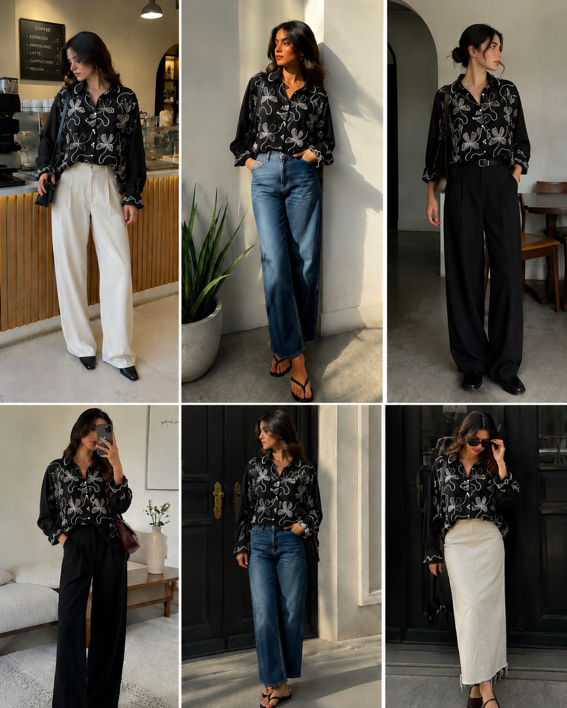 Midnight Bloom Embroidered Shirt