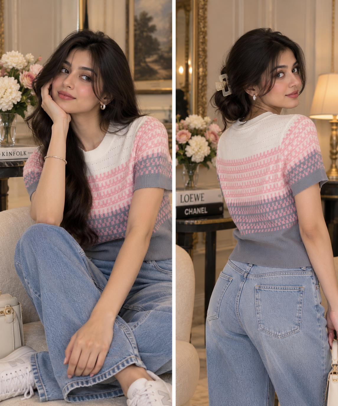 Blush Top Checks Grey