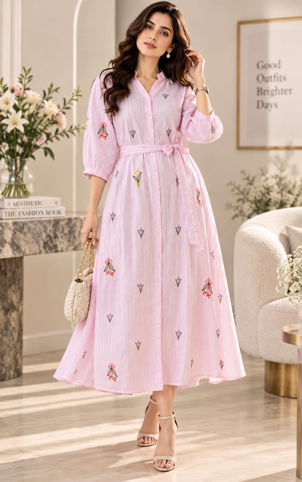 Rose Bloom Midi Dress
