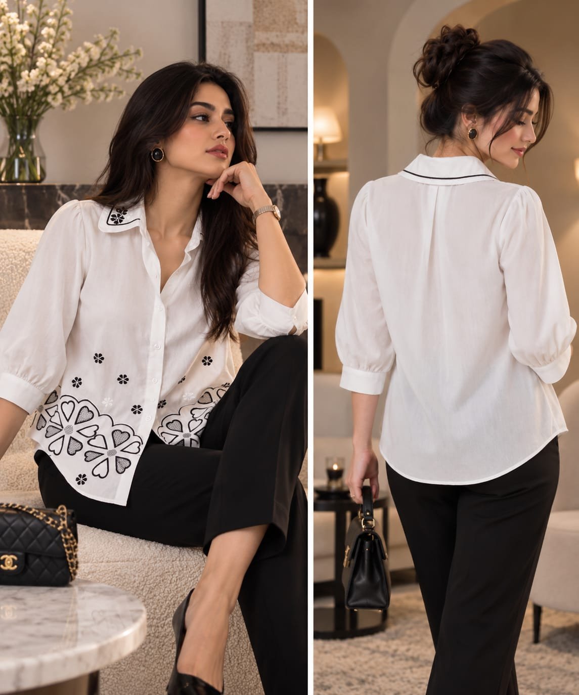 Heart Bloom Embroidered Shirt