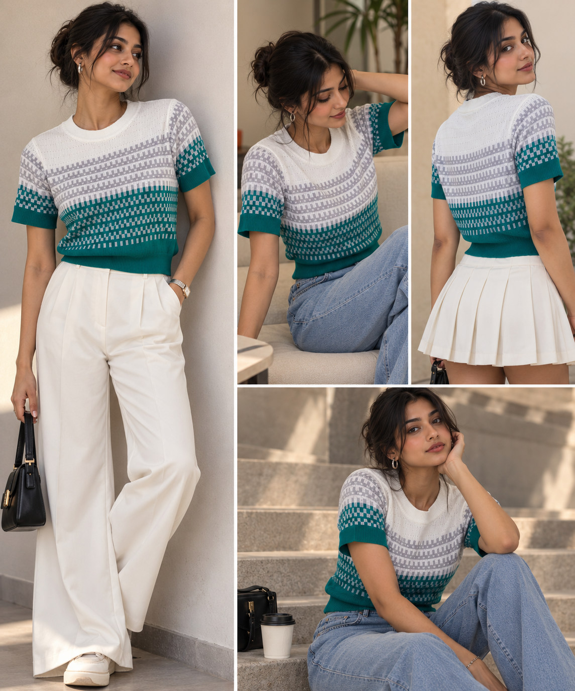 Blush Top Checks Green