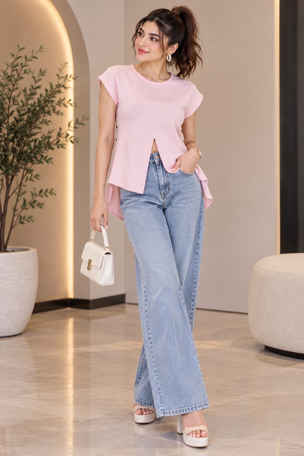 Cotton Candy Slit Top