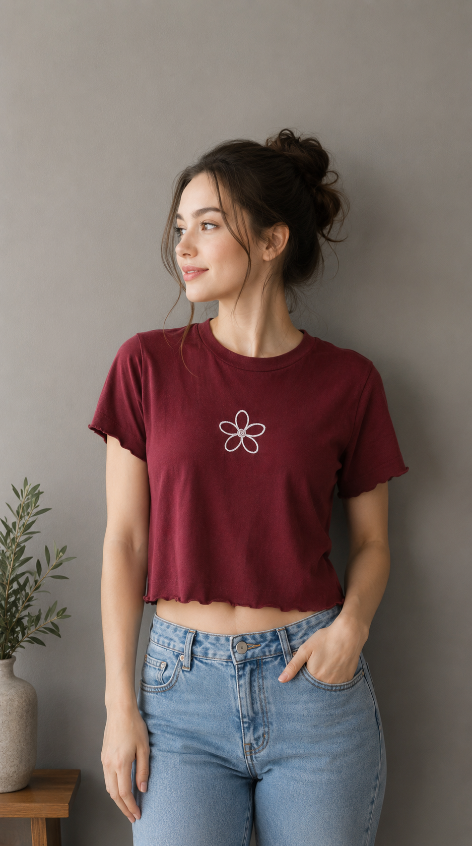 Wine Bloom Velvet Top