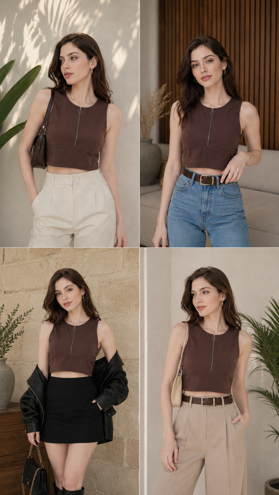 Cool Sage Zipper Top