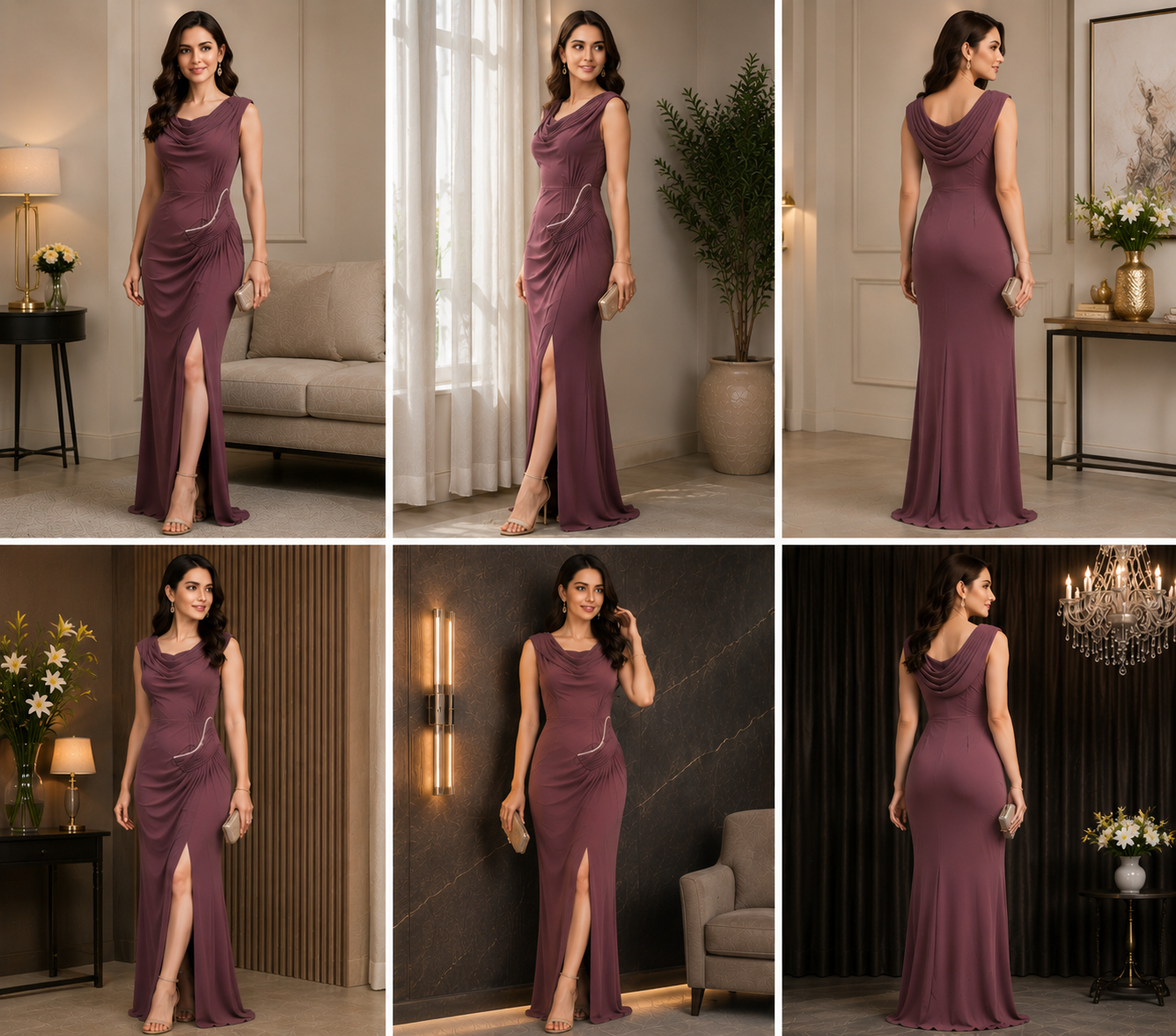 Midnight elegance cowl gown