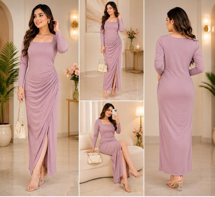 Dusty Rose Glam Rutched Dress
