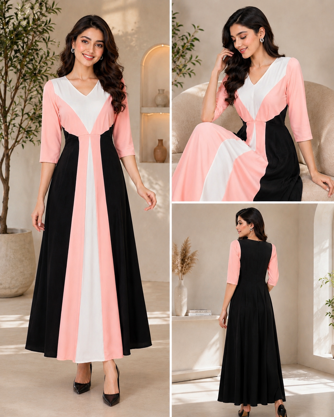 3 Colour Flared Midi