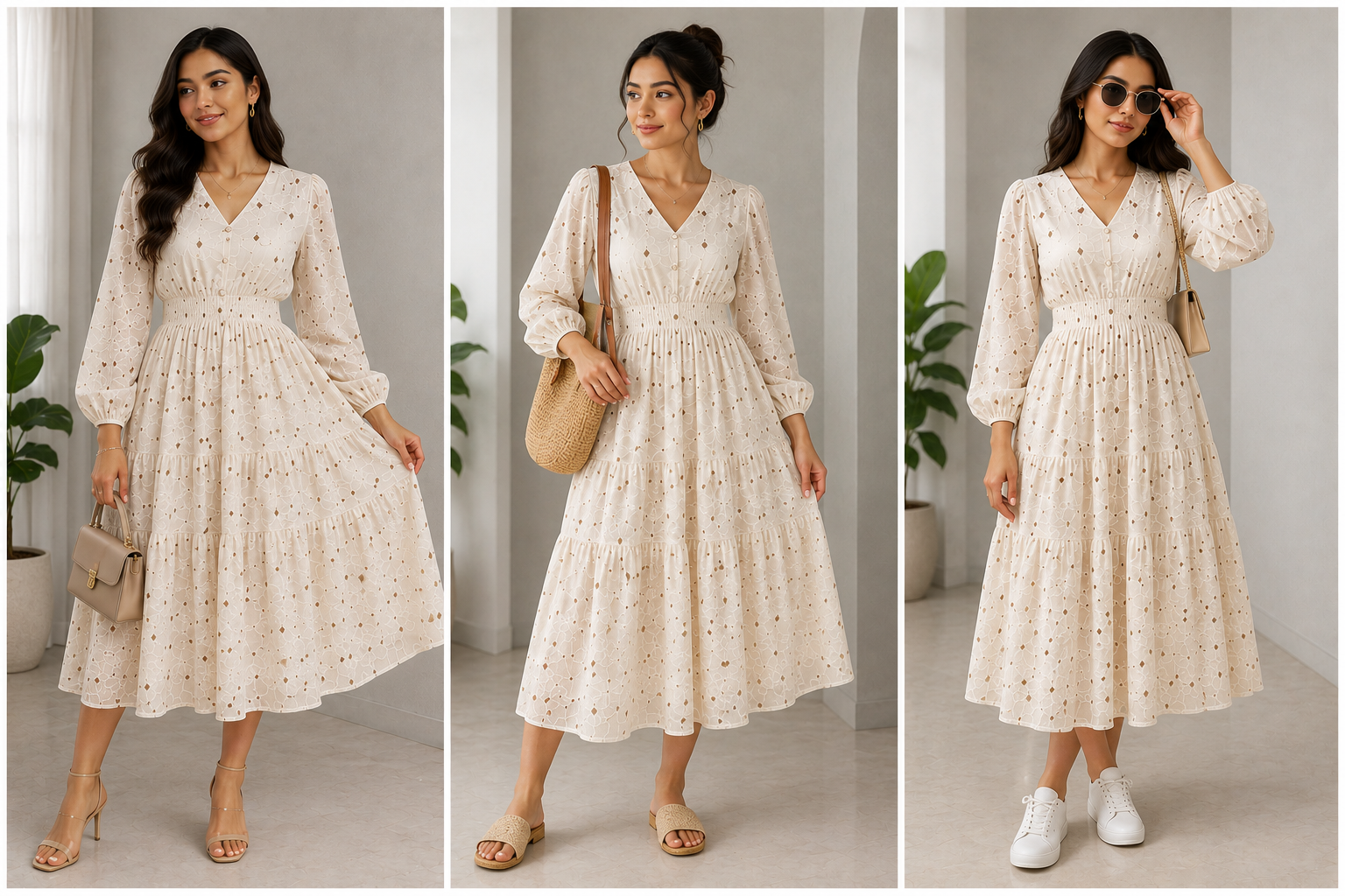 White Bloom Tiered Dress