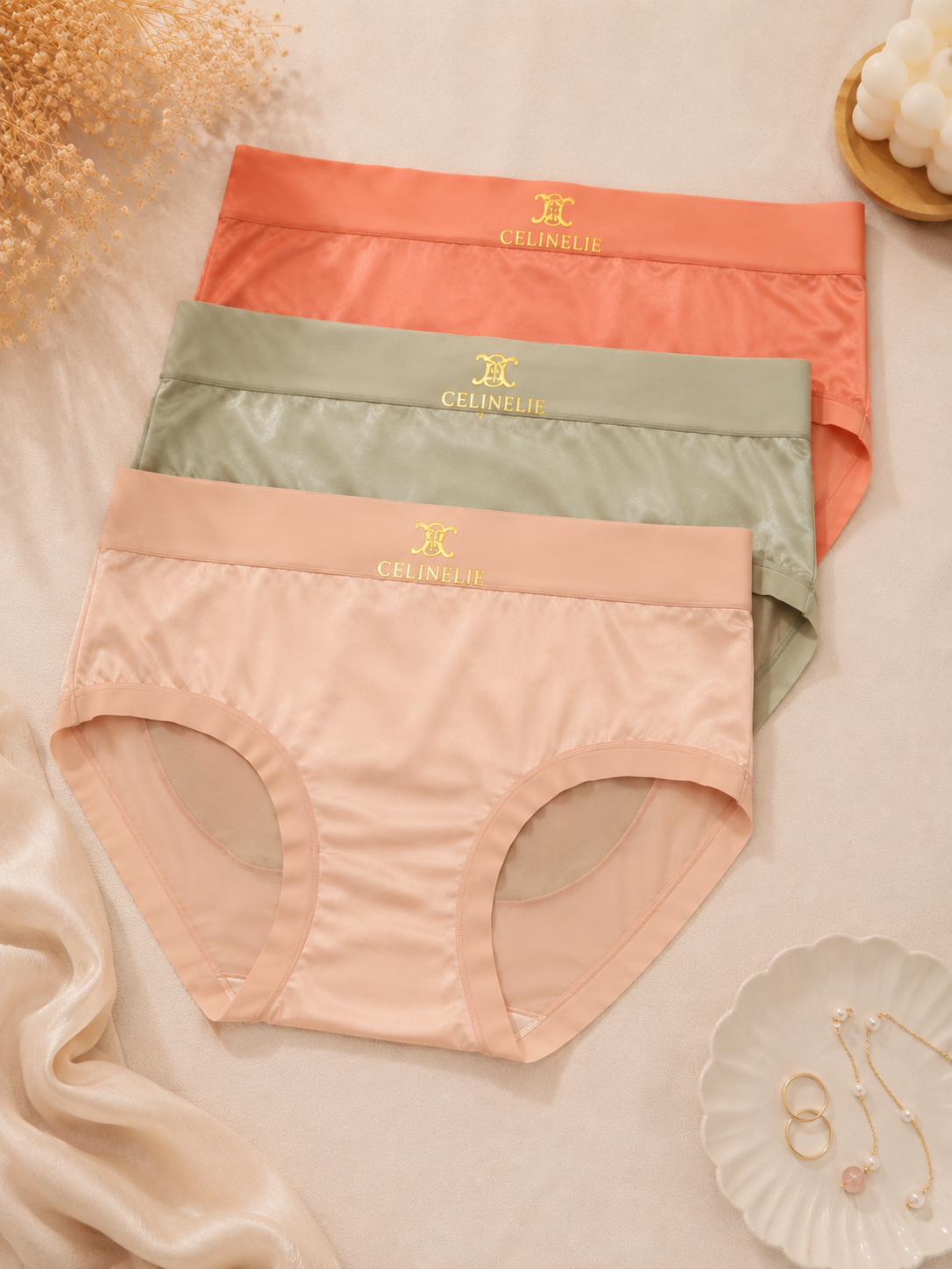 Luxury Satin Glow Trio Panty Set