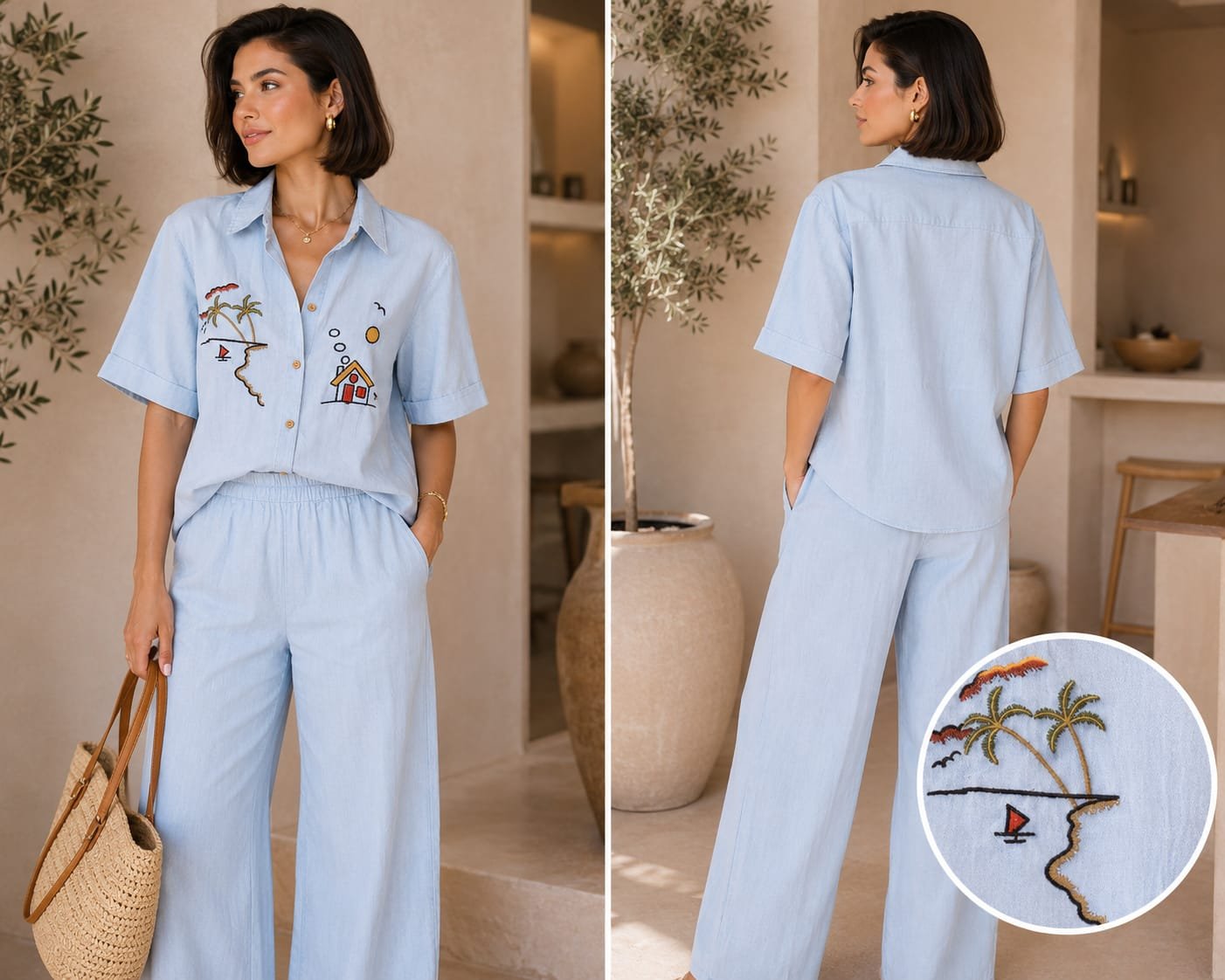 Coastal Escape Embroidered Co-ord Set