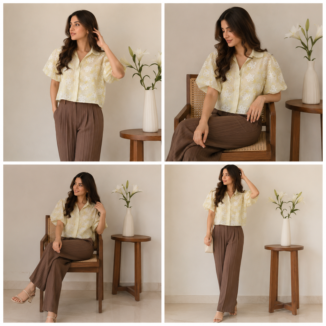 Soft blossom collar shirt