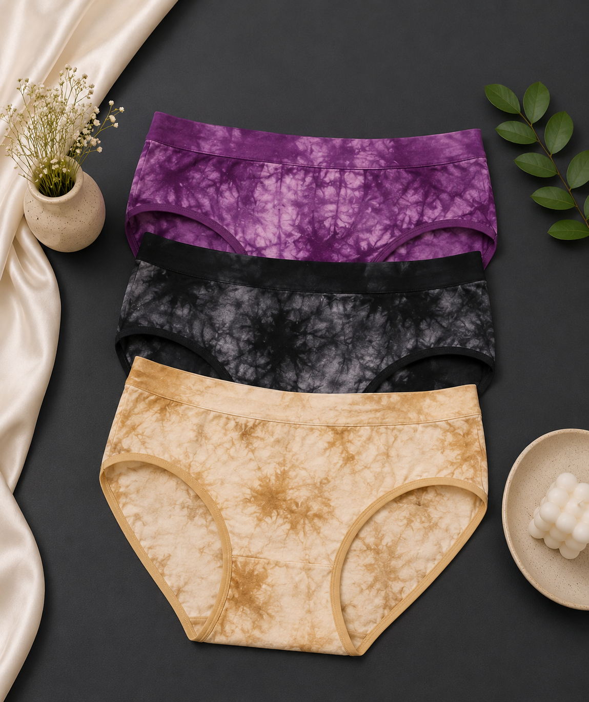 Trendy Tie-dye Trio Panty Set
