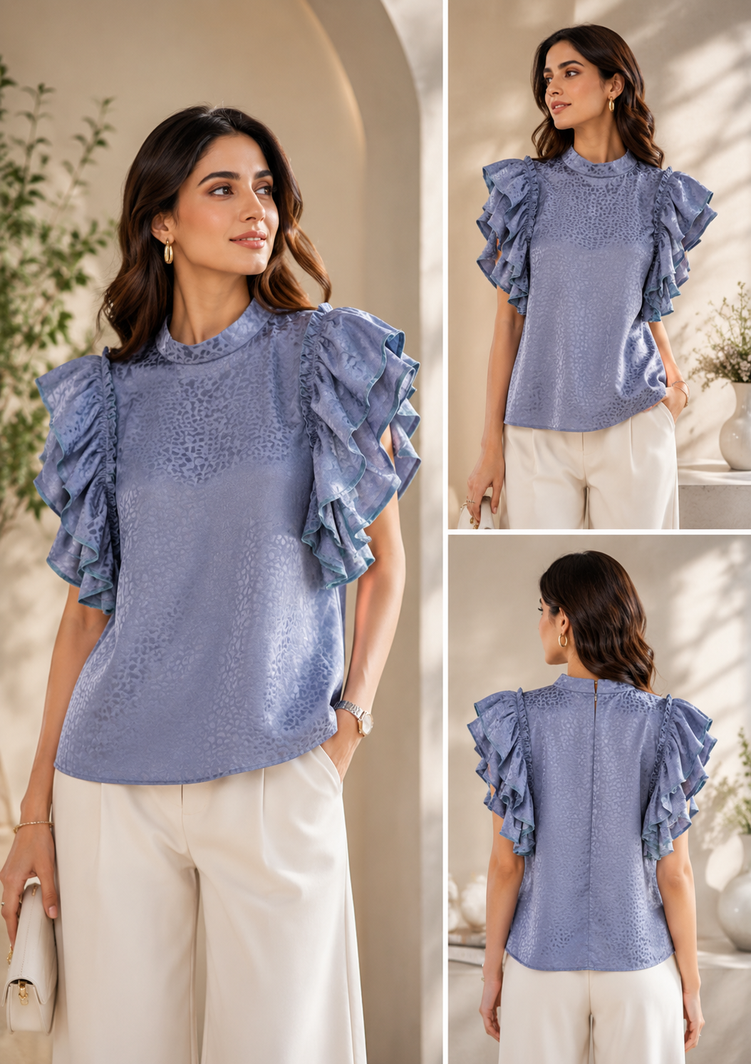 Royal Mist Ruffle Top