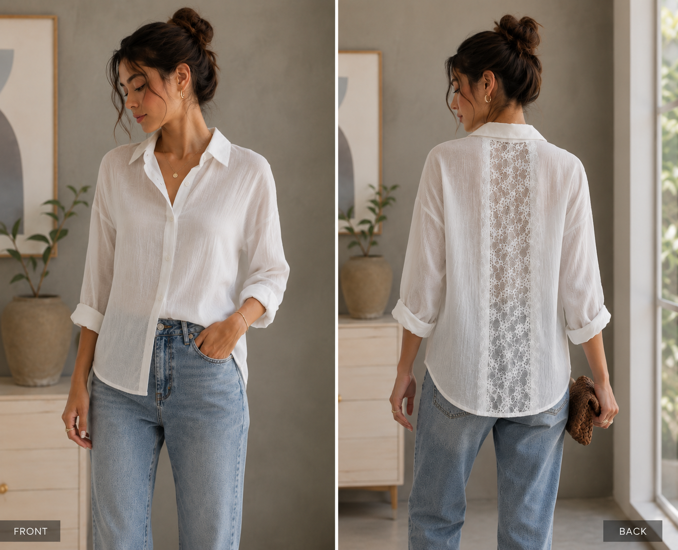 Celeste Lace back shirt