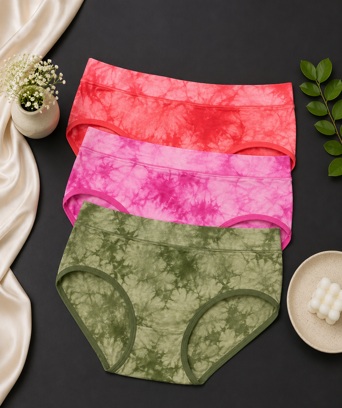 Trendy Tie-dye Trio Panty Set