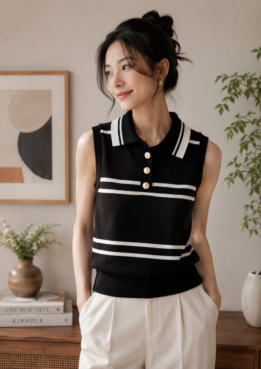 Button Collar Top