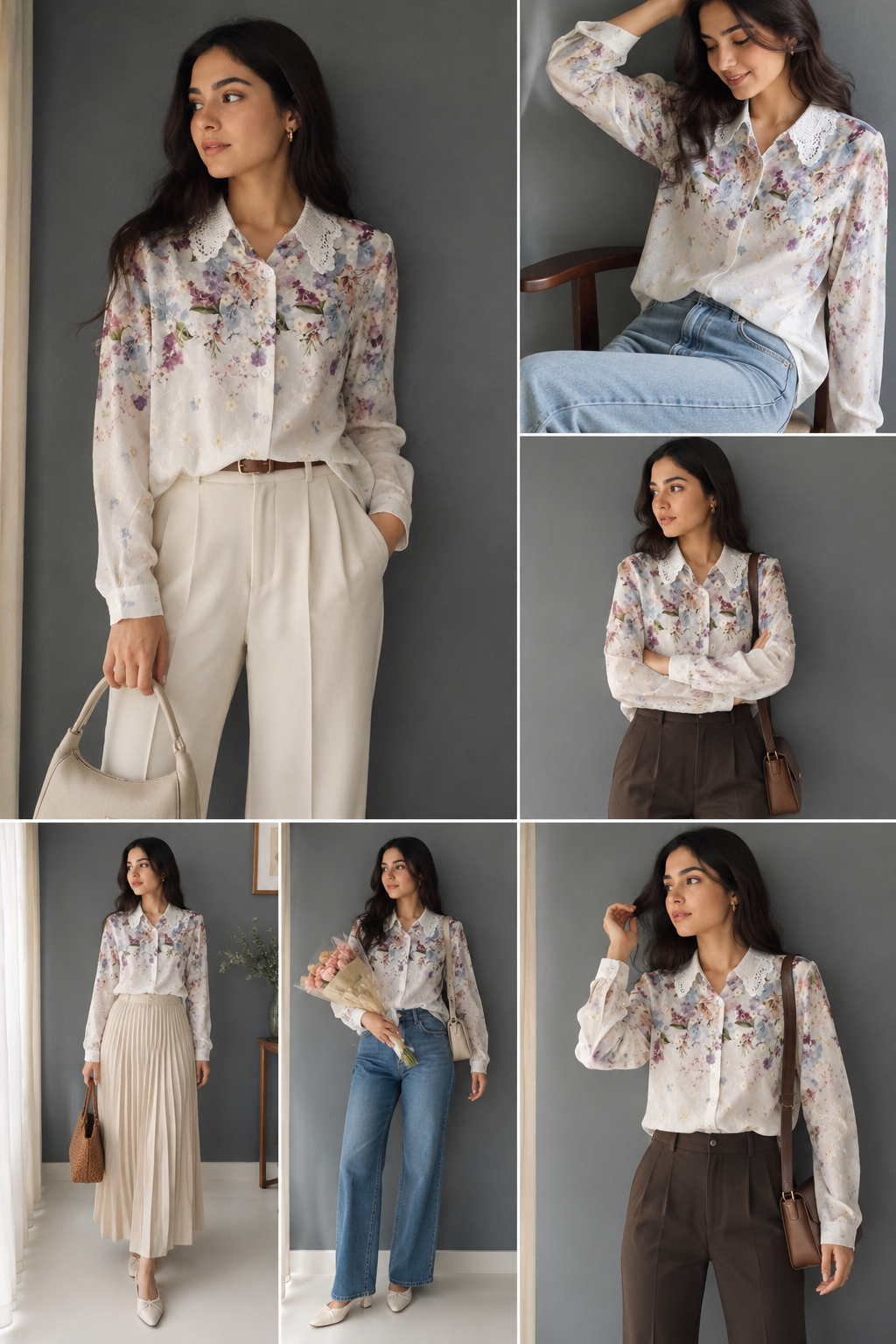Pastel Garden Lace Collar Shirt