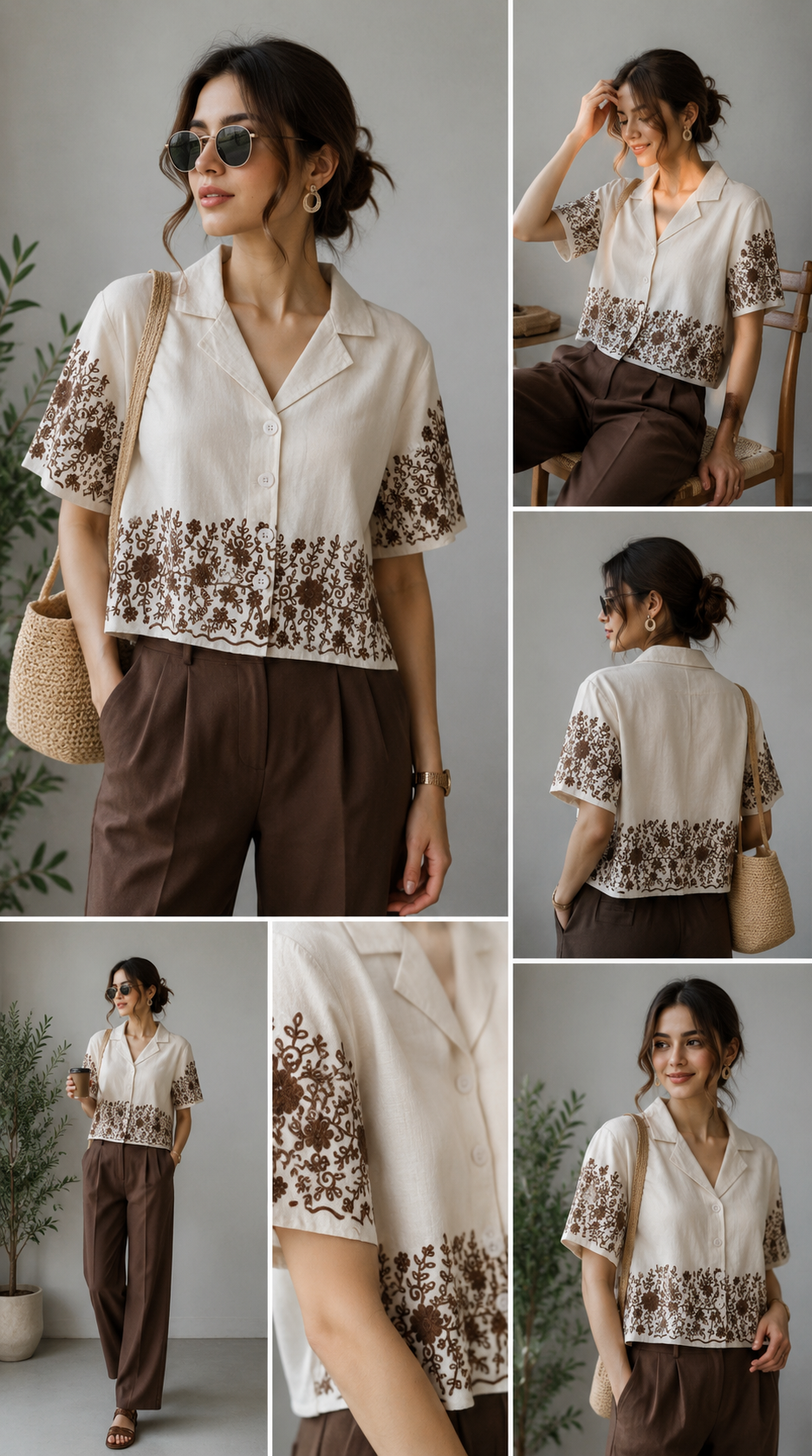 Chic Embroidered crop blazer