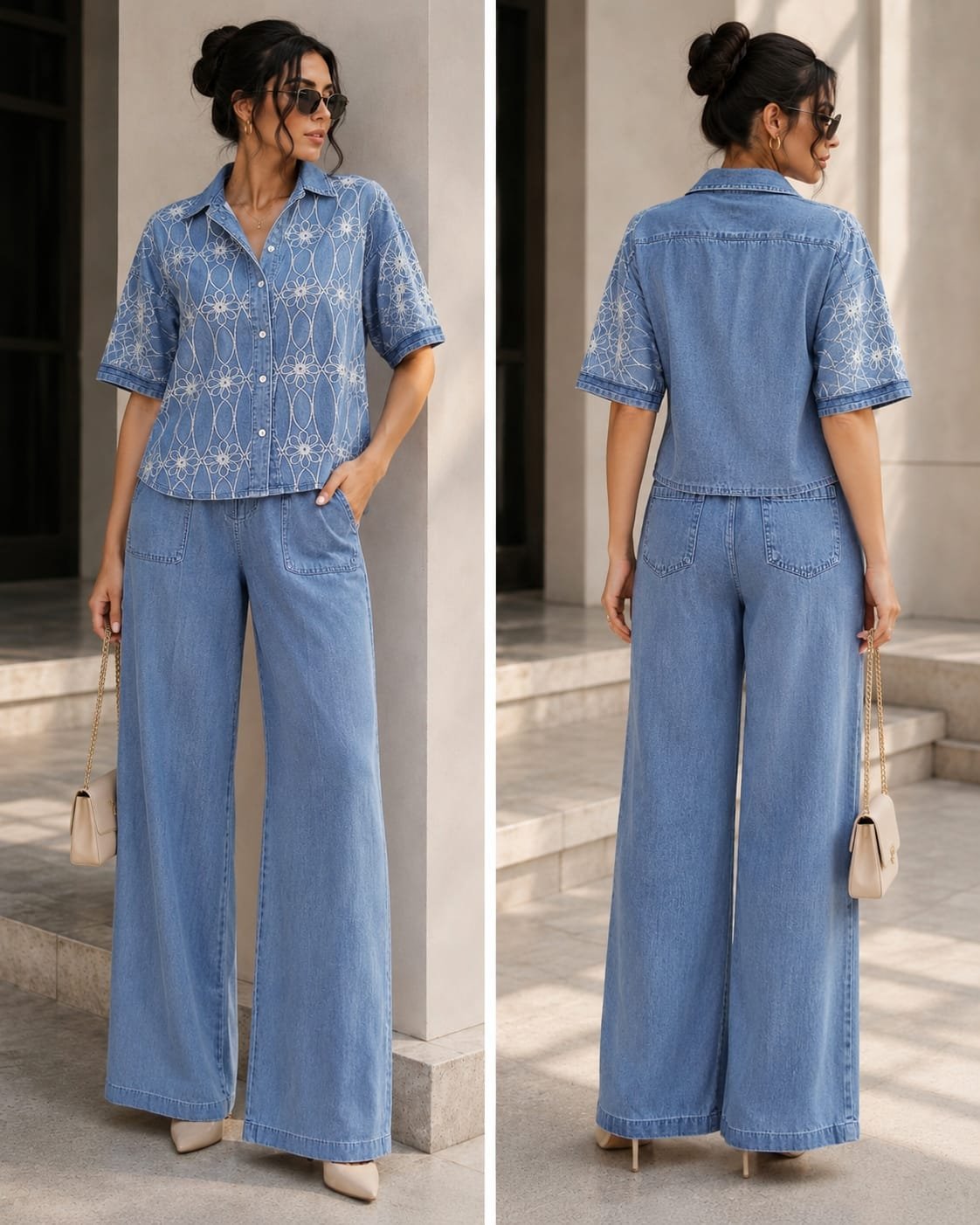 Daisy Bloom Denim Co-ord Set
