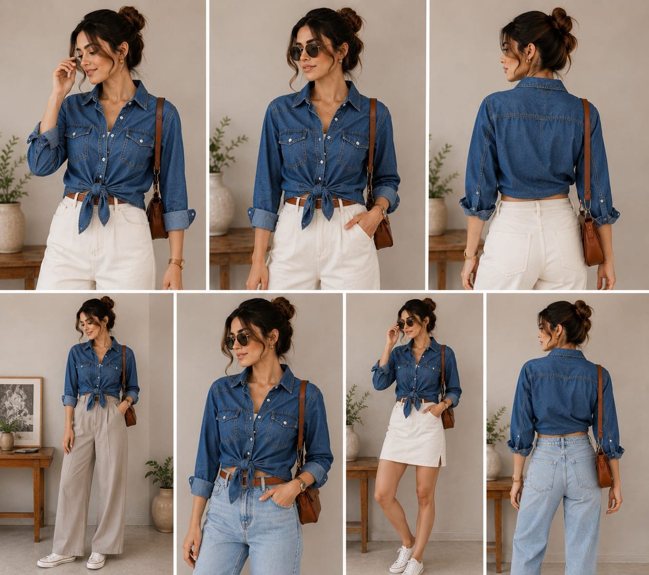 Denim knot Top