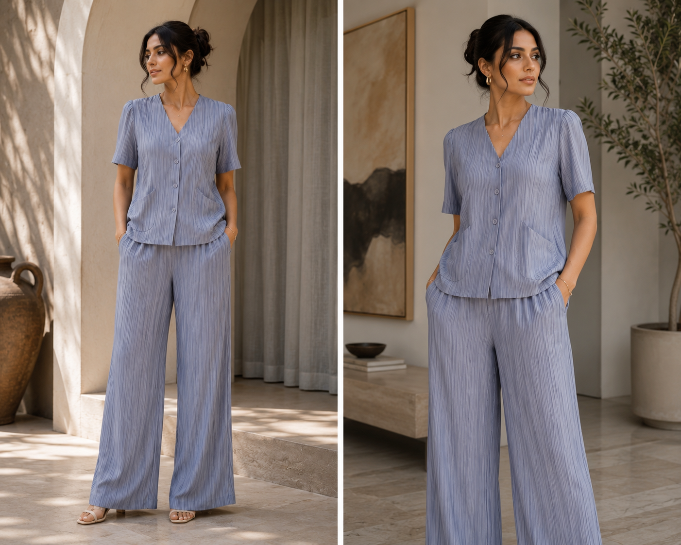 Lavender Pleated Pocket Co-ord Set