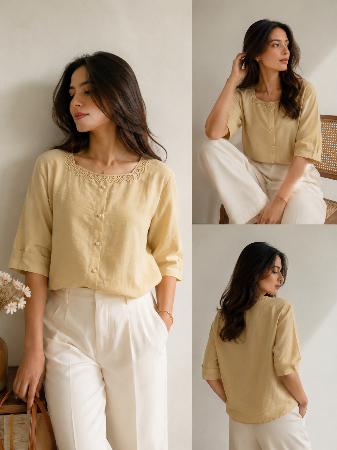 Square Neck Button Down shirt