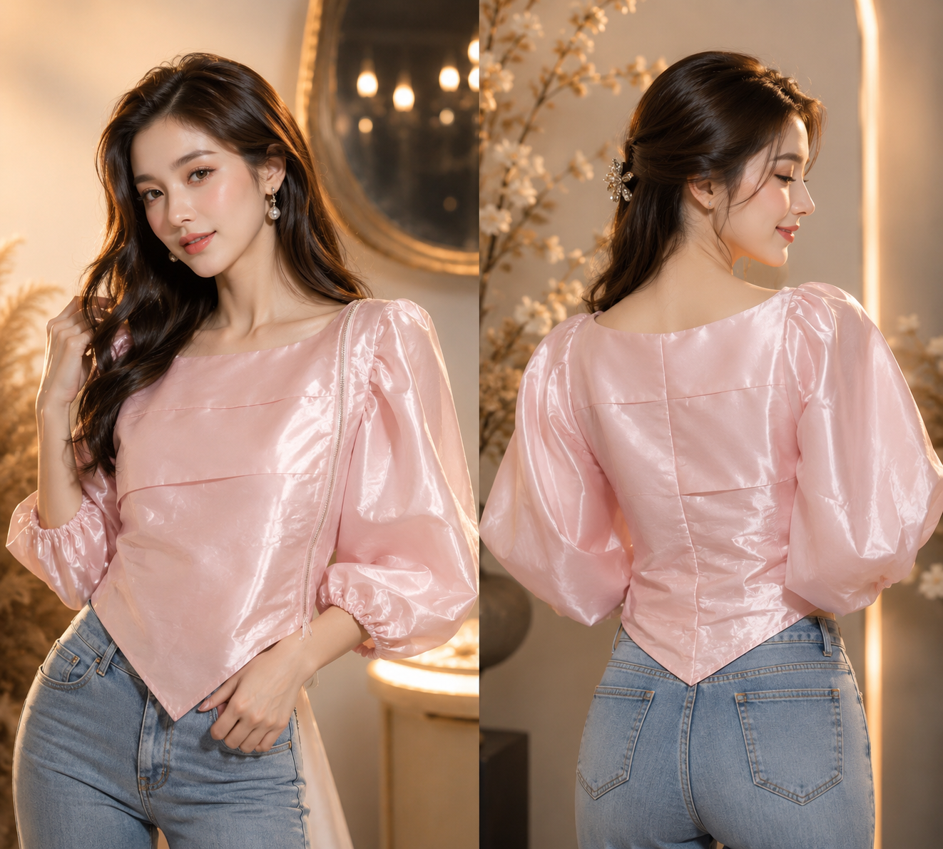 Moonlight Pink Puff Top