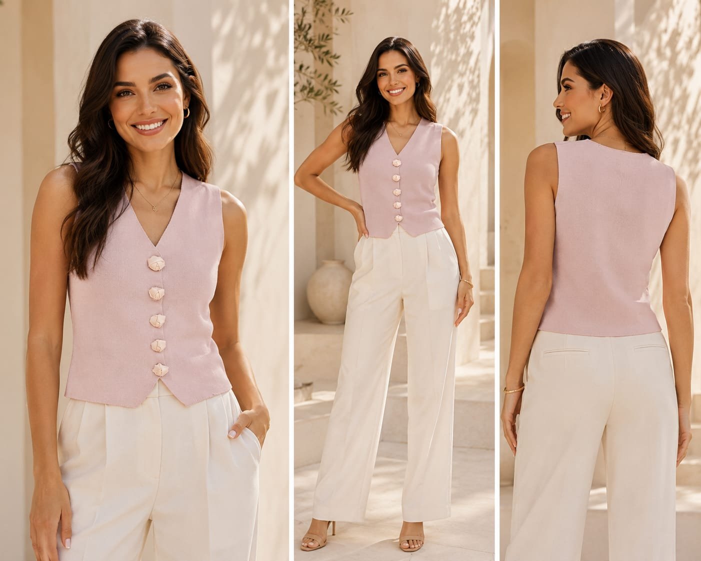 Blush Rose Button Top