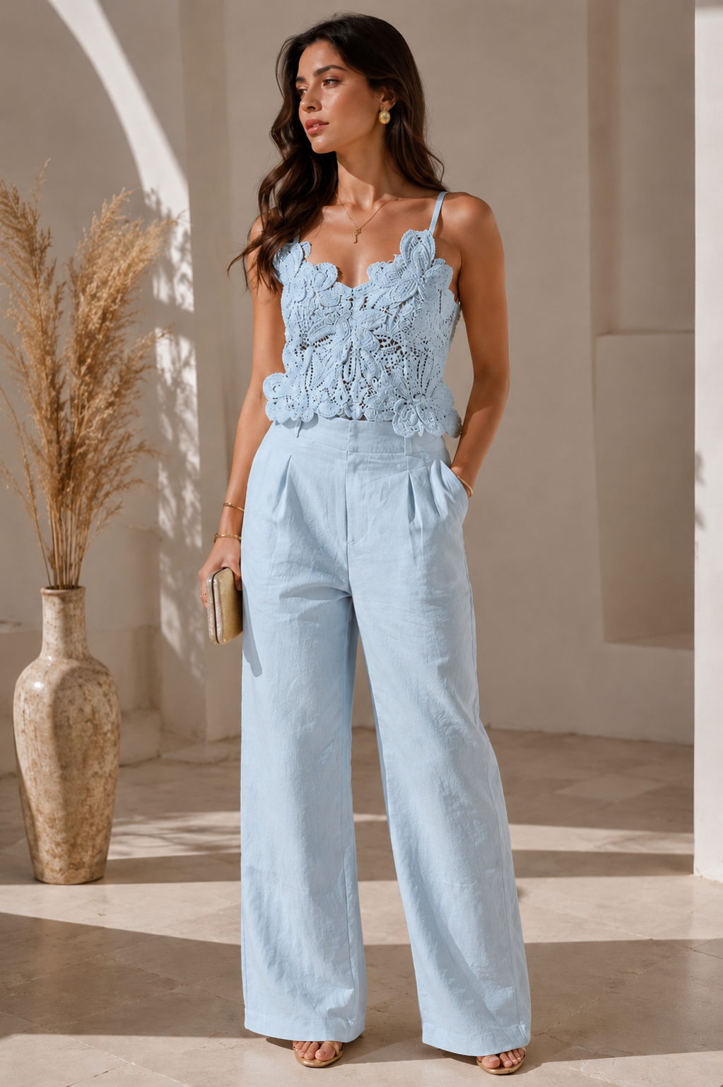 Blue Petal Crochet Set