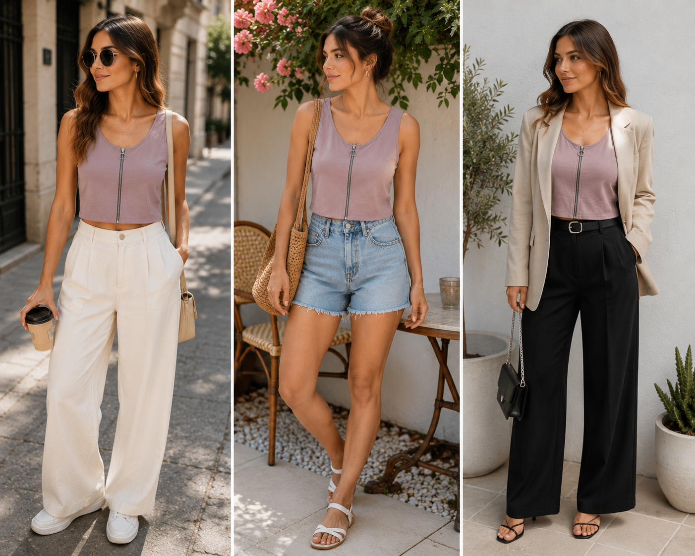 Cool Sage Zipper Top