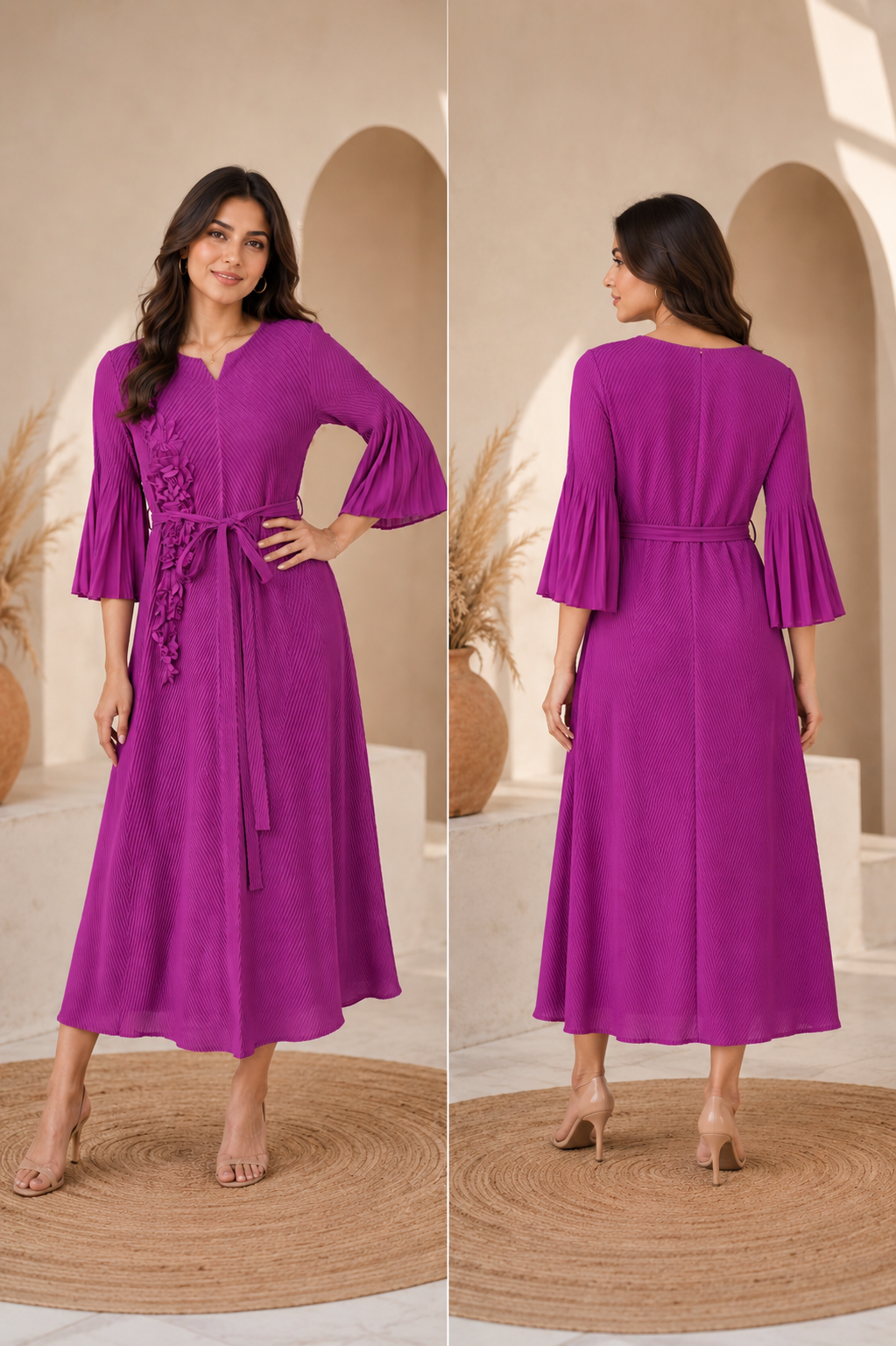 Orchid Bloom pleated Gown