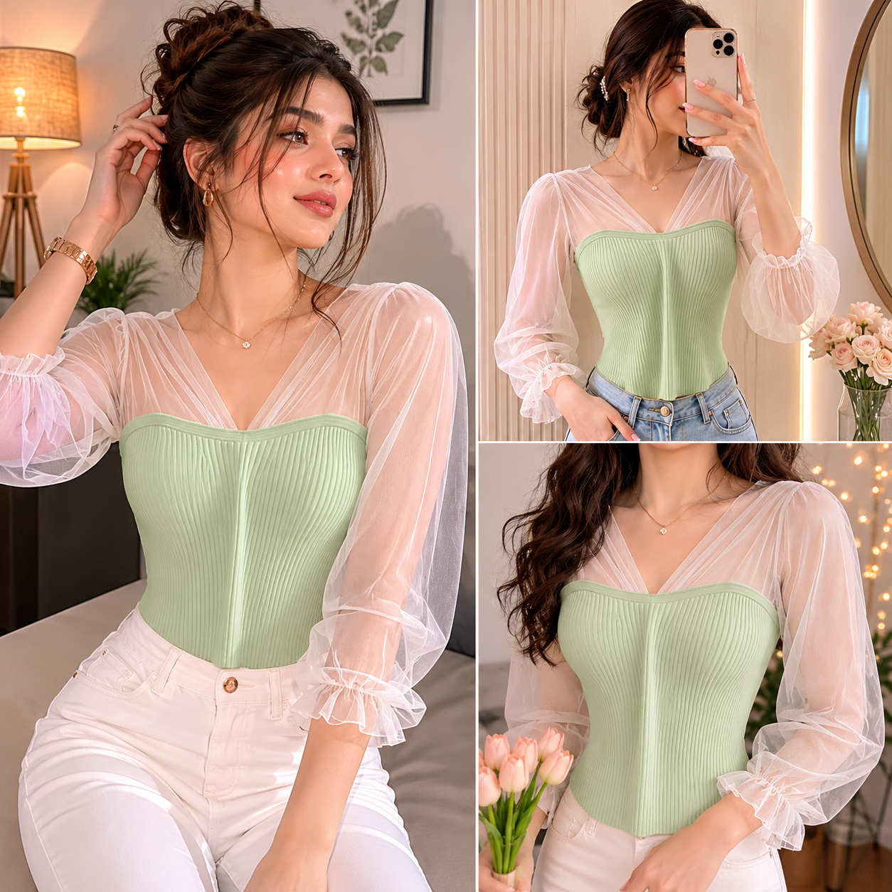 Pastel Mint Elegance Top