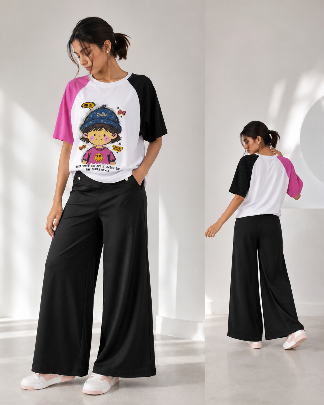 Playful girl graphic T-shirt