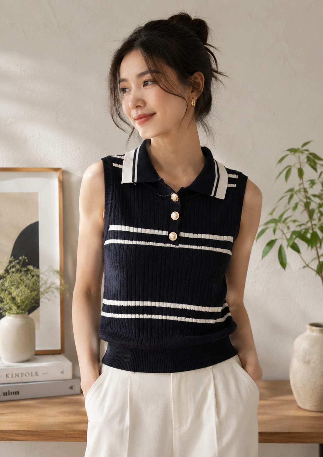 Button Collar Top