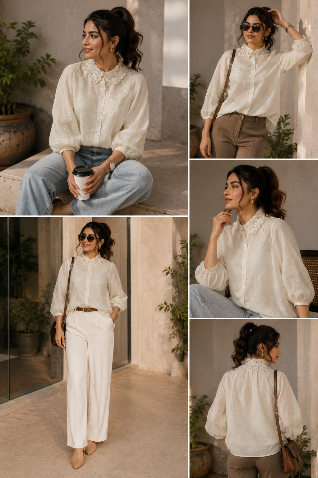 Sheer Lace Collar Shirt