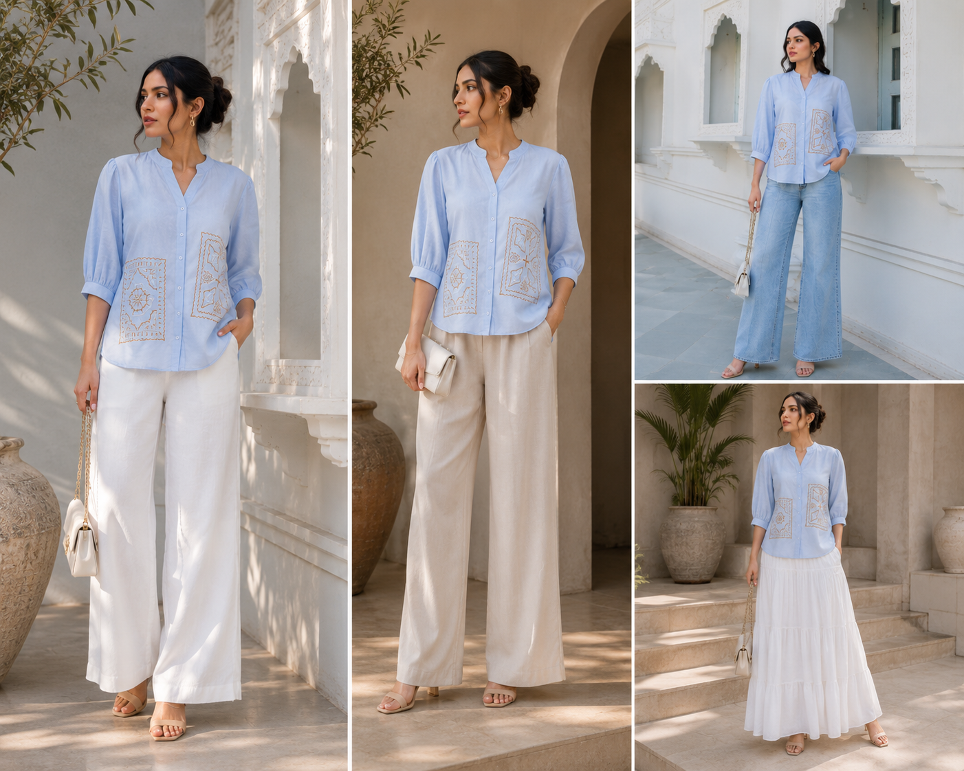 Embroidered Mandarin Collar Kurti
