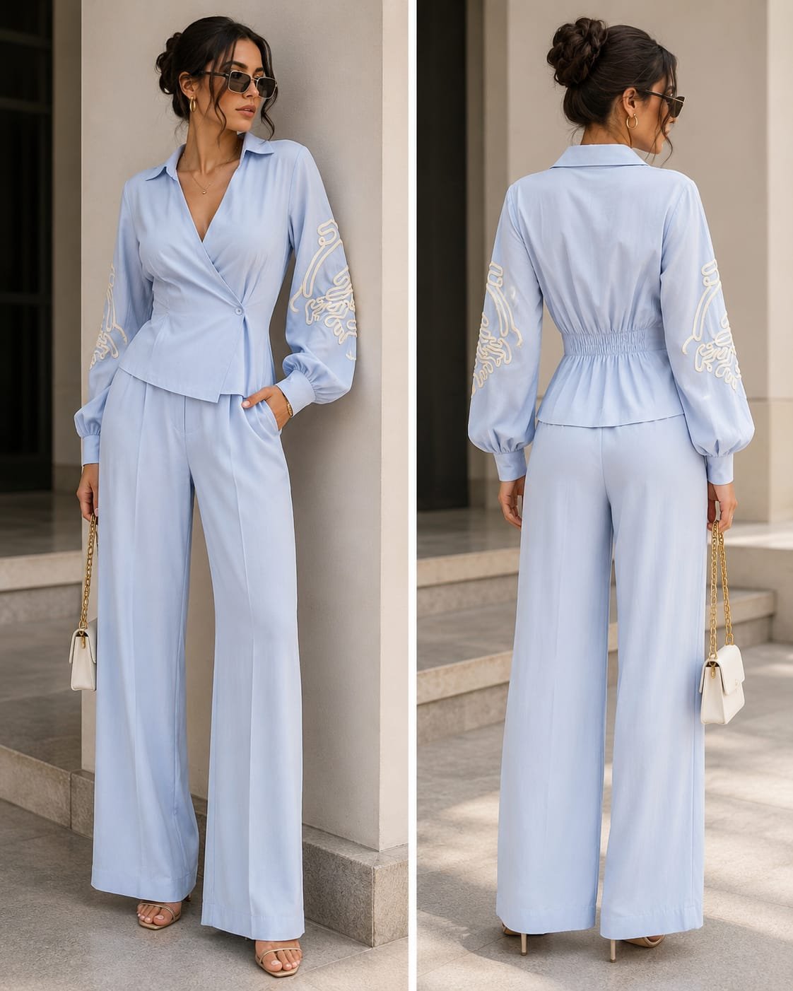 Sky Bloom Embroidered Co-ord Set